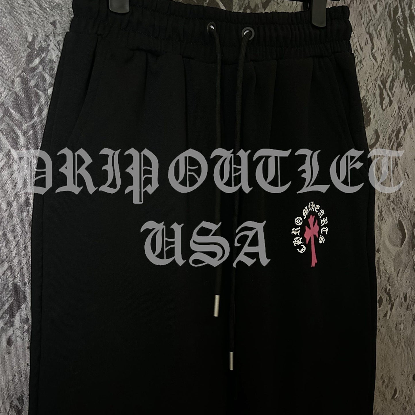 Chrome Hearts 'Pink Cross Logo' Joggers/Sweatpants - Black