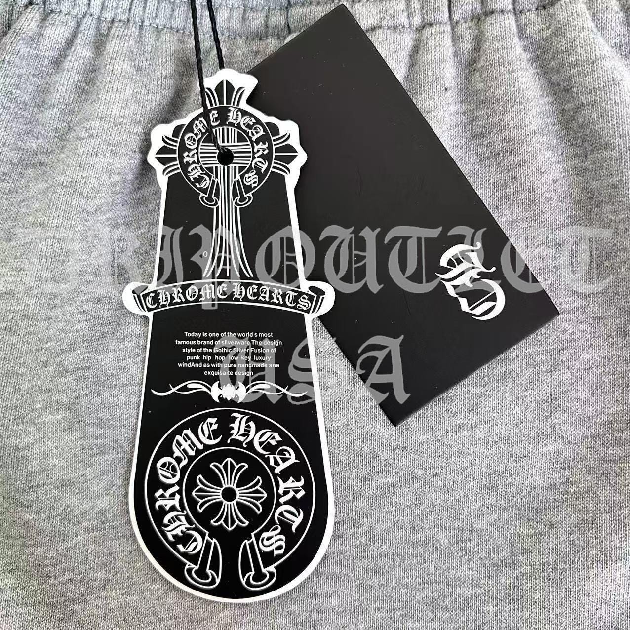 Chrome Hearts 'Leather Gothic Cross Patch' Joggers/Sweatpants - Grey