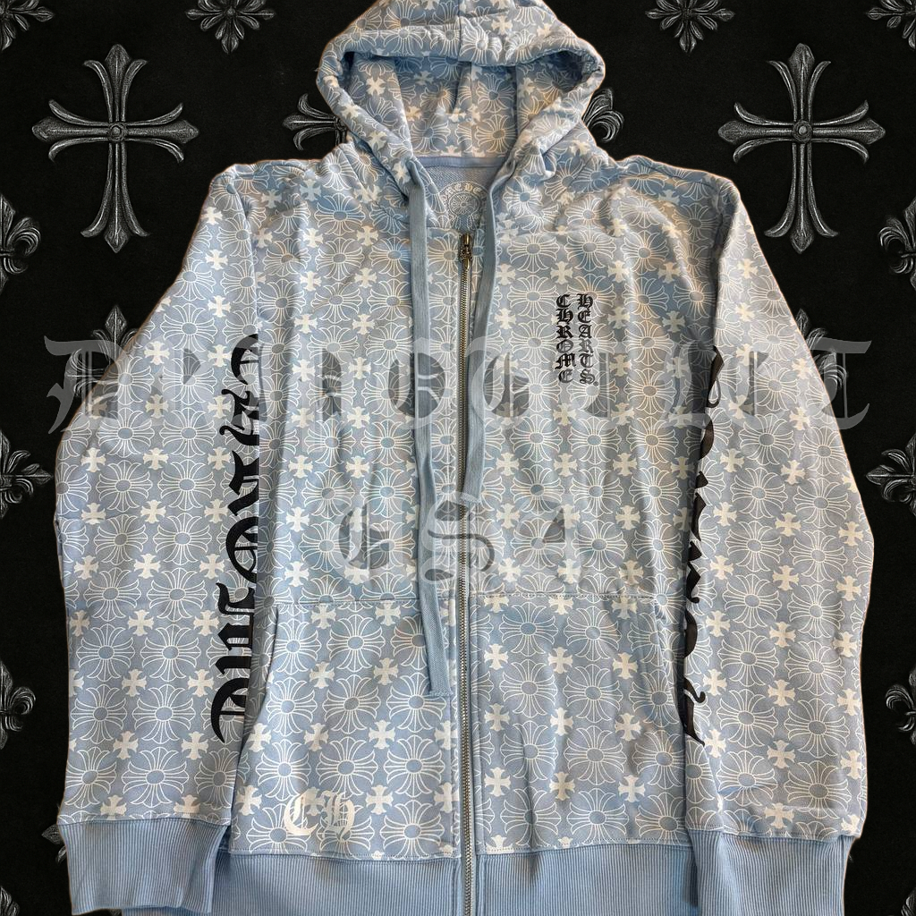 Chrome Hearts Plus Cross All Over Print Zip Up Hoodie