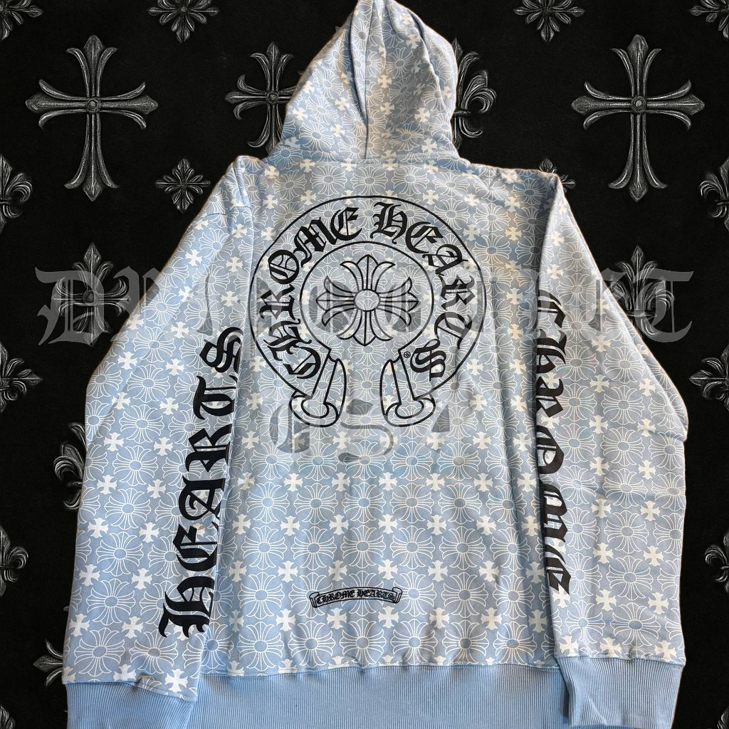 Chrome Hearts Plus Cross All Over Print Zip Up Hoodie