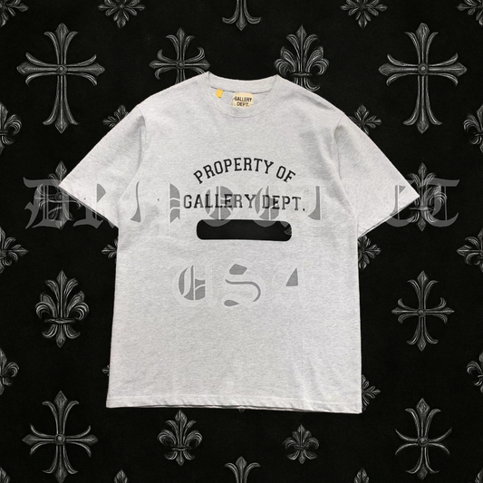 Gallery Dept “Property Of” Grey T-Shirt – Minimal Streetwear Essential