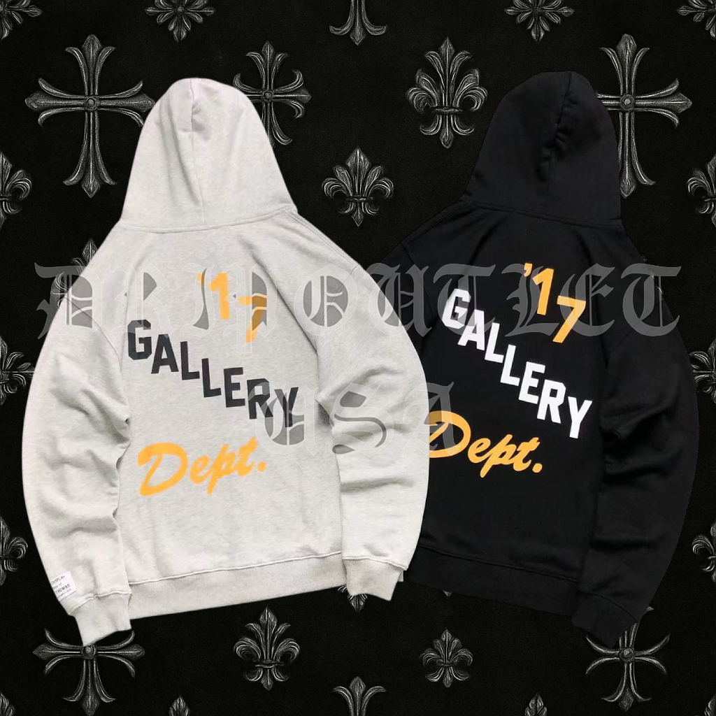 Gallery Dept “’17 Boxing Gloves” Zip Up Hoodie – Black & Grey Streetwear