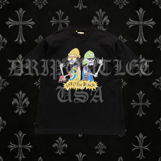 Gallery Dept “Skeleton Beach” T-Shirt – Black Graphic Tee with Gold Logo Back Print