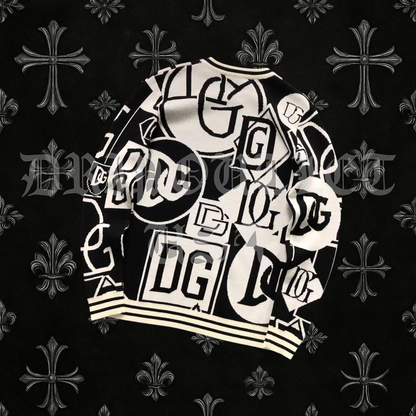 Dolce & Gabbana Monogram Pattern Knit Sweater – Black & White Logo Crewneck