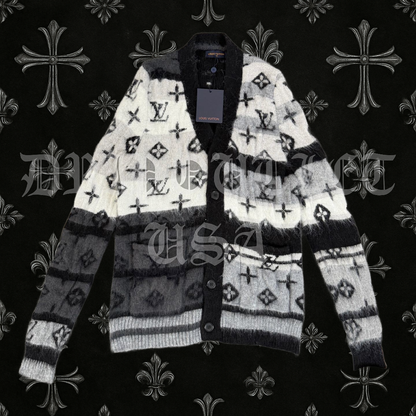 Louis Vuitton Monogram Gradient Mohair Knit Cardigan – Black & White Designer Sweater