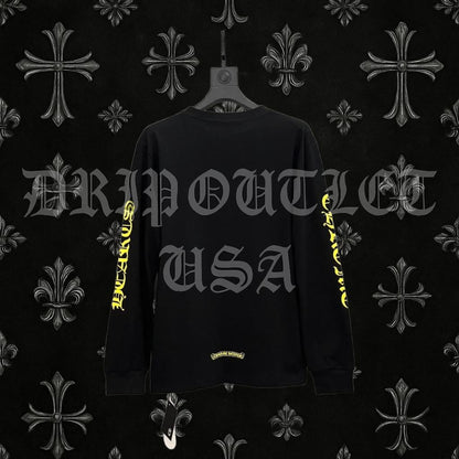 Chrome Hearts Black and Yellow Neck Logo Crewneck