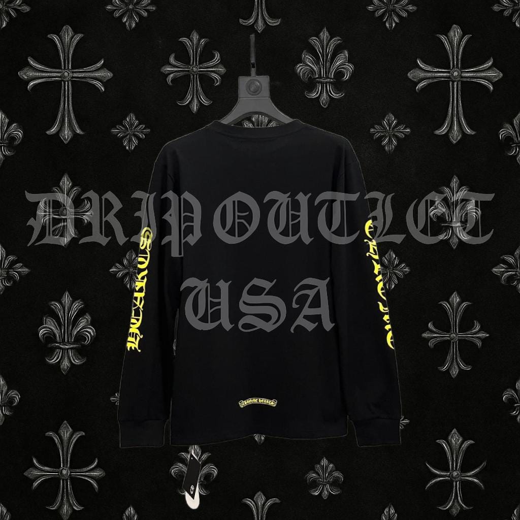 Chrome Hearts Black and Yellow Neck Logo Crewneck
