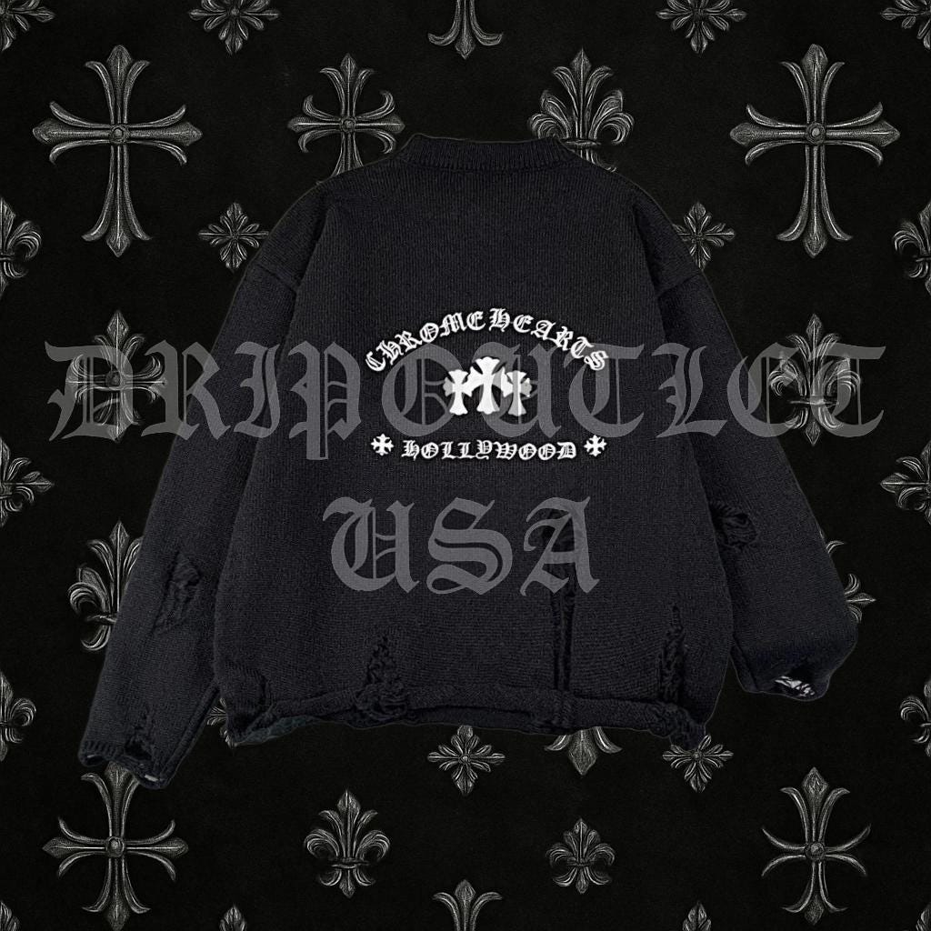 Chrome Hearts Torn Knitted Sweatshirt - Black
