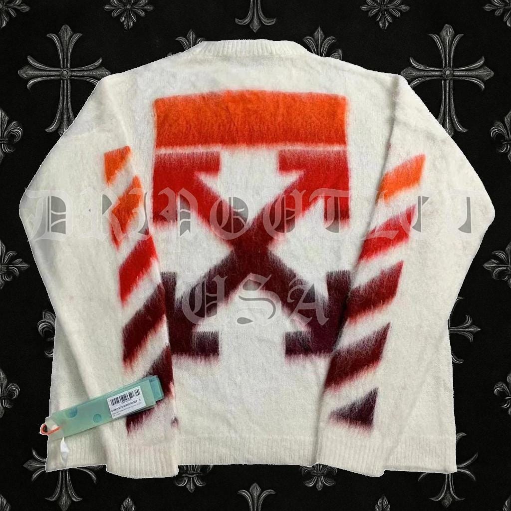 Off-White Diag Brushed Knit Crewneck 'White/Red'