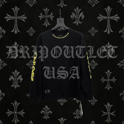 Chrome Hearts Black and Yellow Neck Logo Crewneck