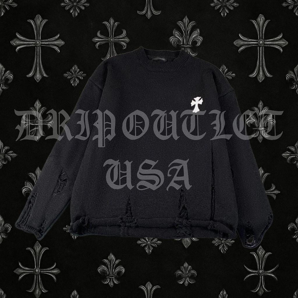Chrome Hearts Torn Knitted Sweatshirt - Black