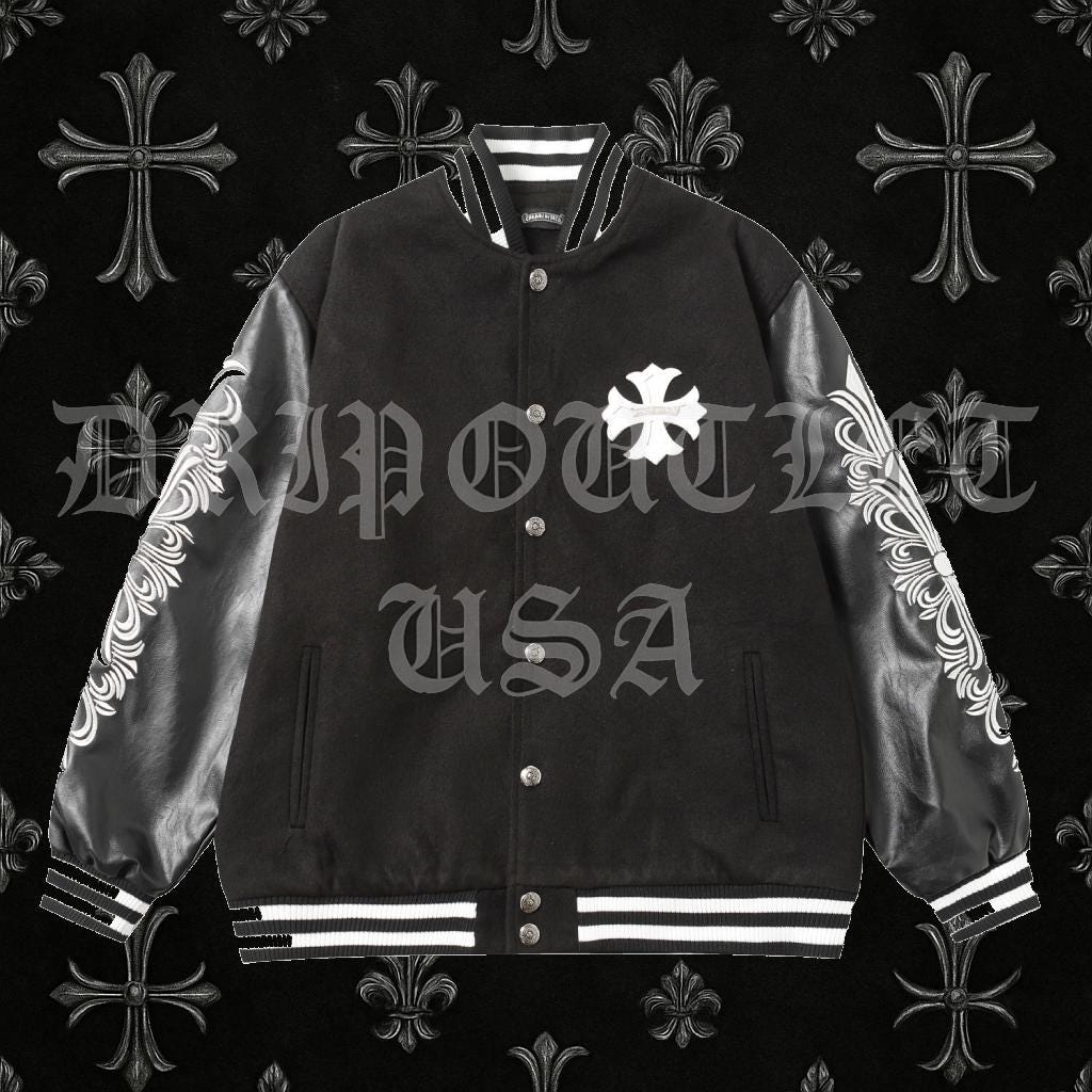 Chrome Hearts Leather Varsity Jacket