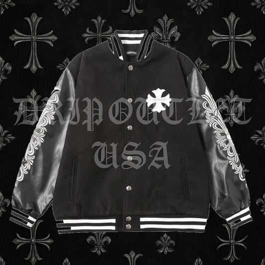 Chrome Hearts Leather Varsity Jacket