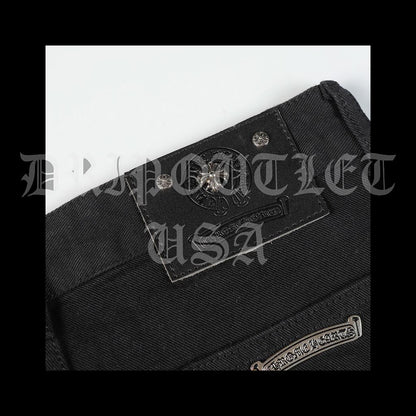 Chrome Hearts Denim Leather Cross Jeans