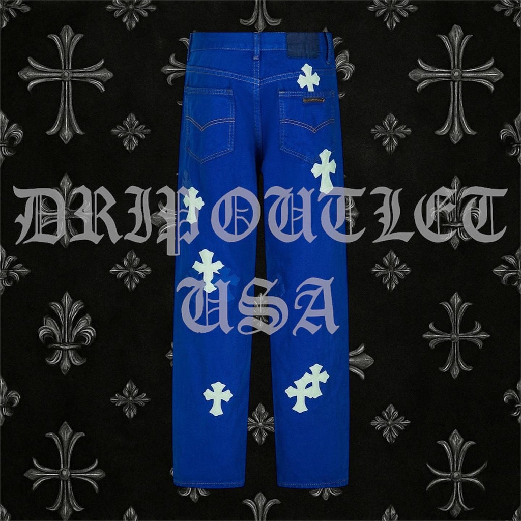 Chrome Hearts 'Blue/Teal' Cross Jeans