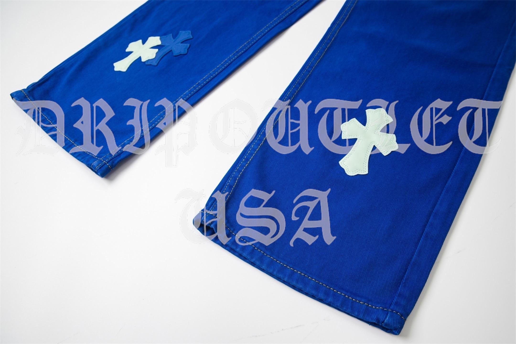 Chrome Hearts 'Blue/Teal' Cross Jeans