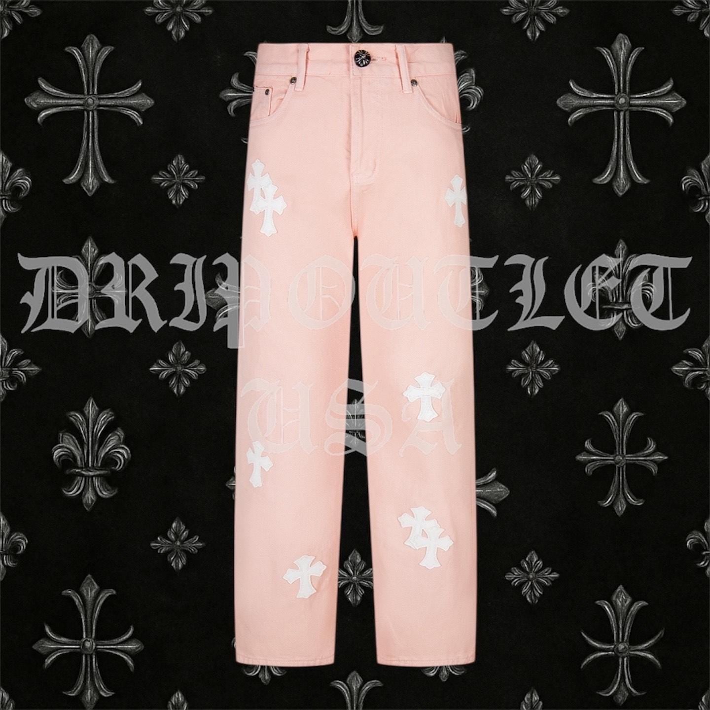 Chrome Hearts 'Pink/White' Cross Jeans