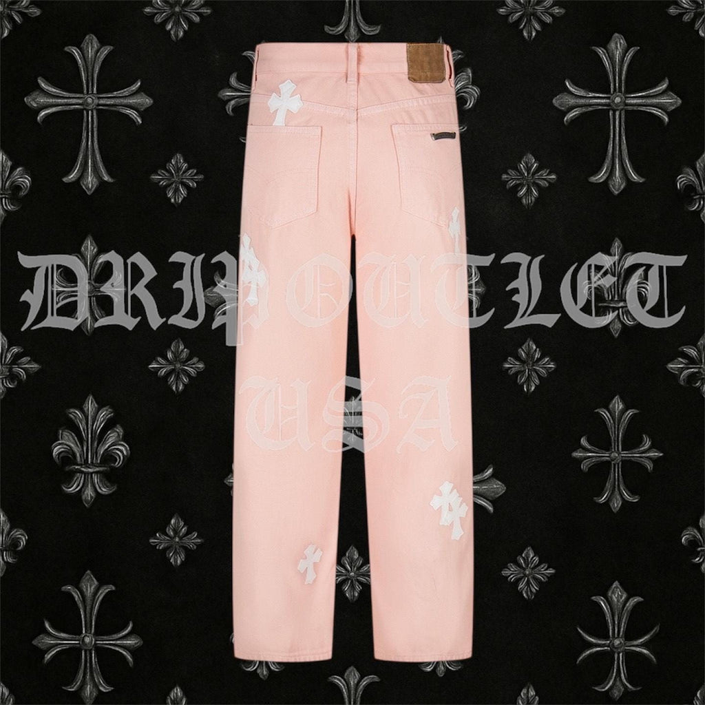 Chrome Hearts 'Pink/White' Cross Jeans