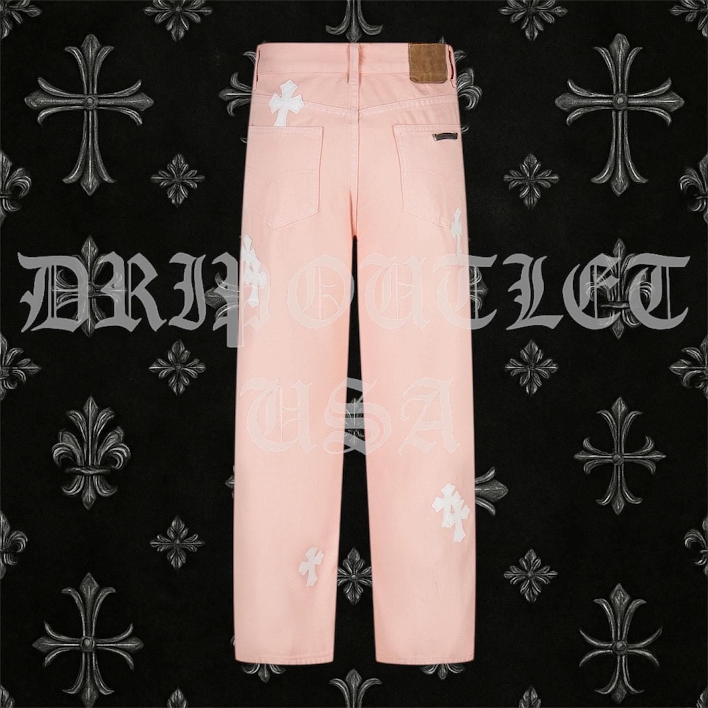 Chrome Hearts 'Pink/White' Cross Jeans