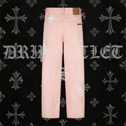 Chrome Hearts 'Pink/White' Cross Jeans