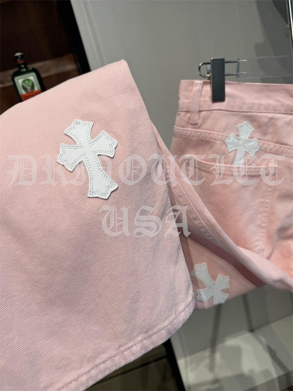 Chrome Hearts 'Pink/White' Cross Jeans