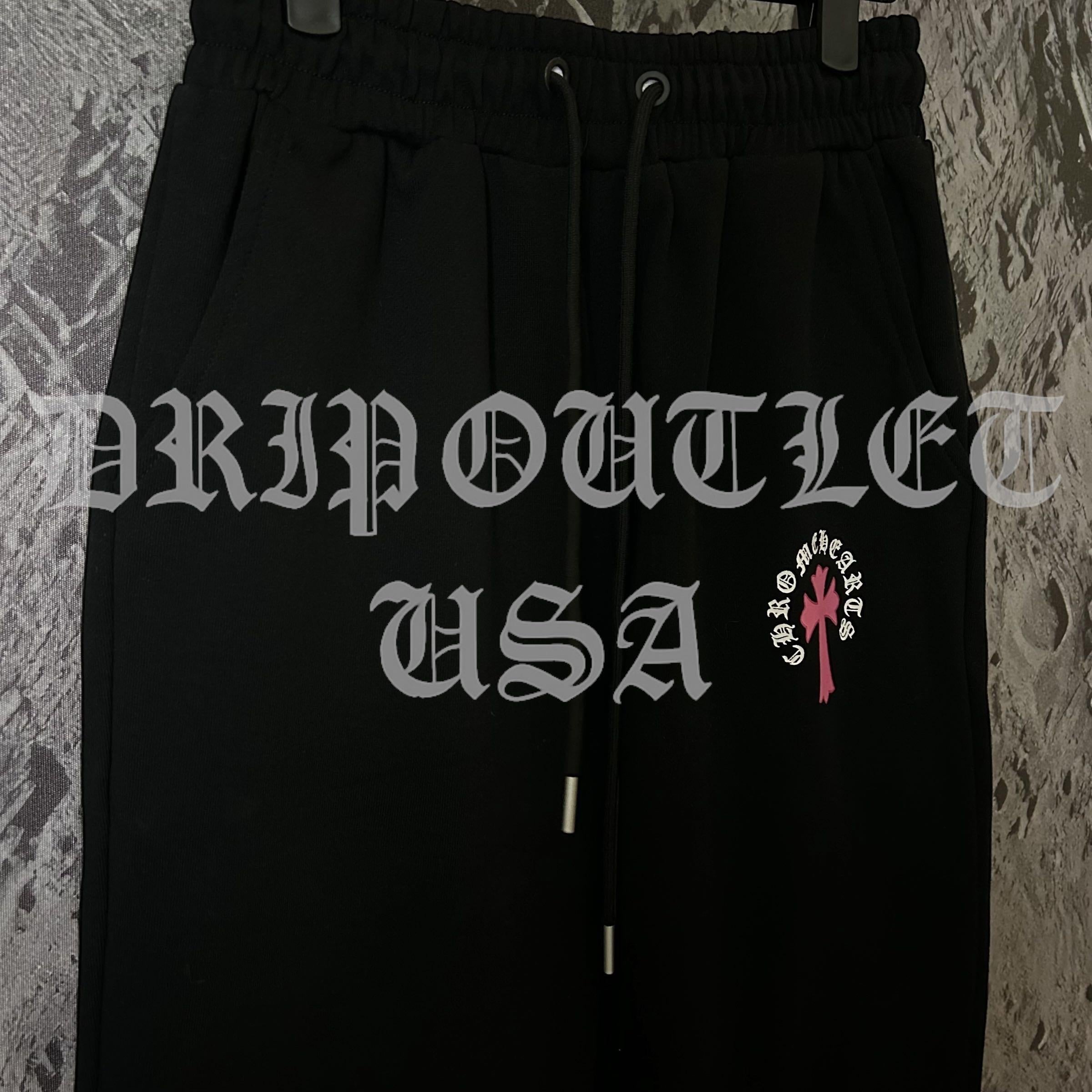 Chrome Hearts 'Pink Cross Logo' Joggers/Sweatpants - Black