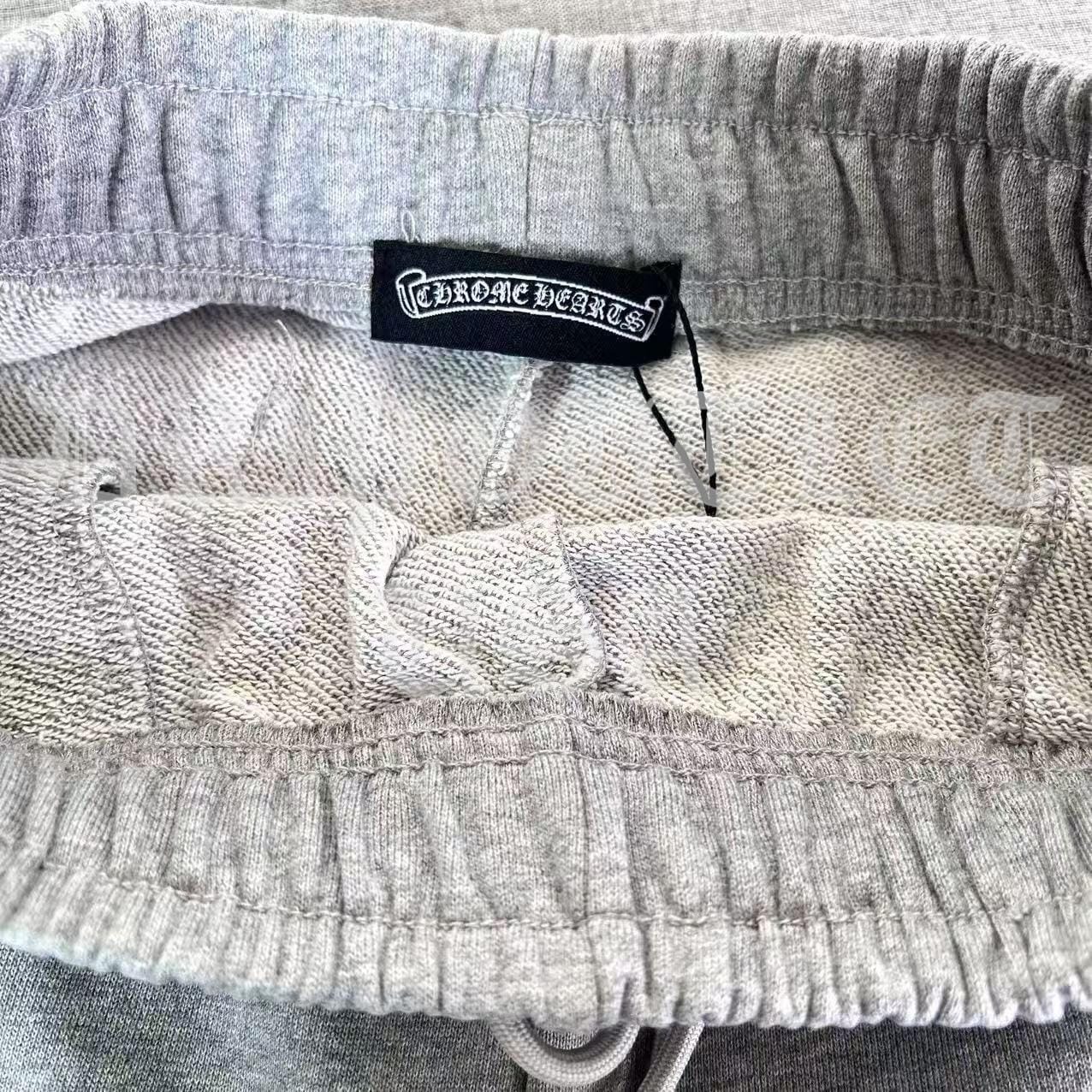 Chrome Hearts 'Leather Gothic Cross Patch' Joggers/Sweatpants - Grey