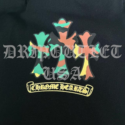 Chrome Hearts 'Multicolor Camo Triple cross' Joggers/Sweatpants - Black