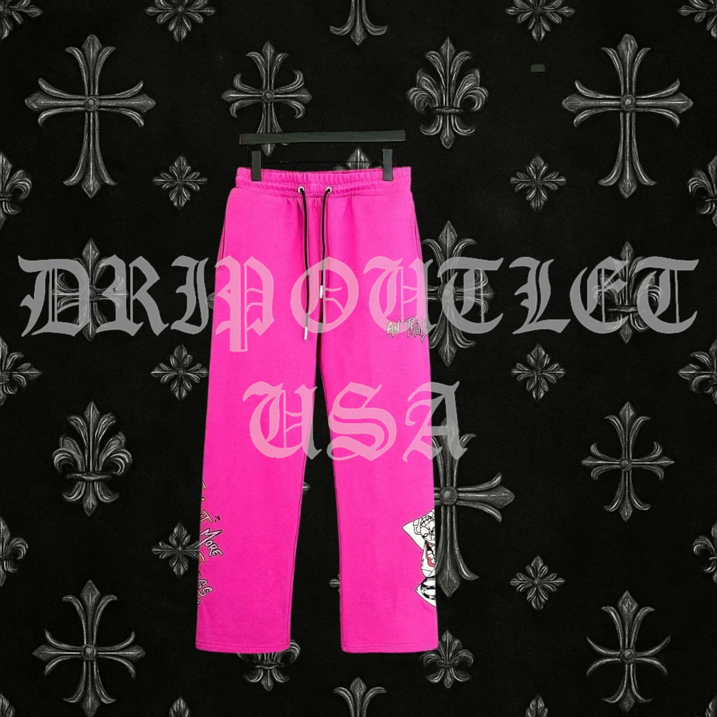 Chrome Hearts X Matty Boy "I want more not less” Joggers/Sweatpants - Pink