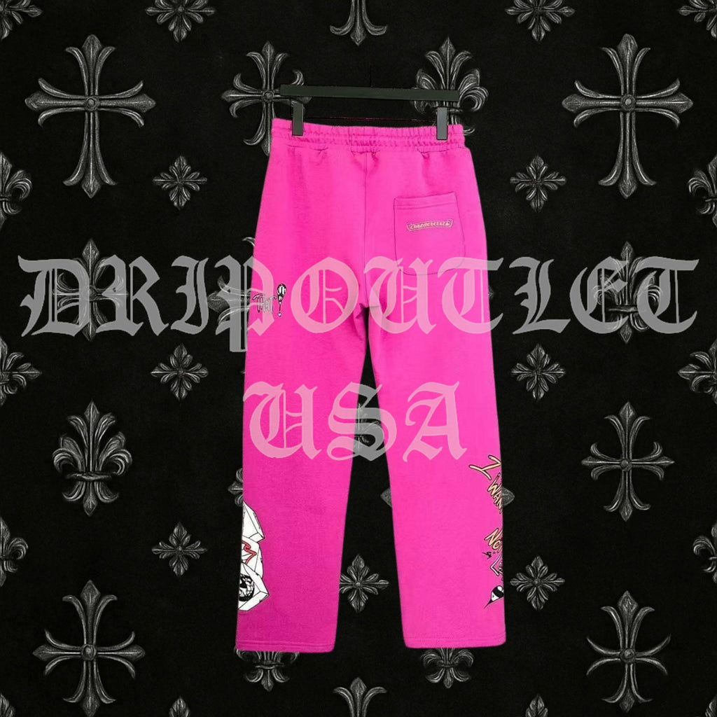 Chrome Hearts X Matty Boy "I want more not less” Joggers/Sweatpants - Pink