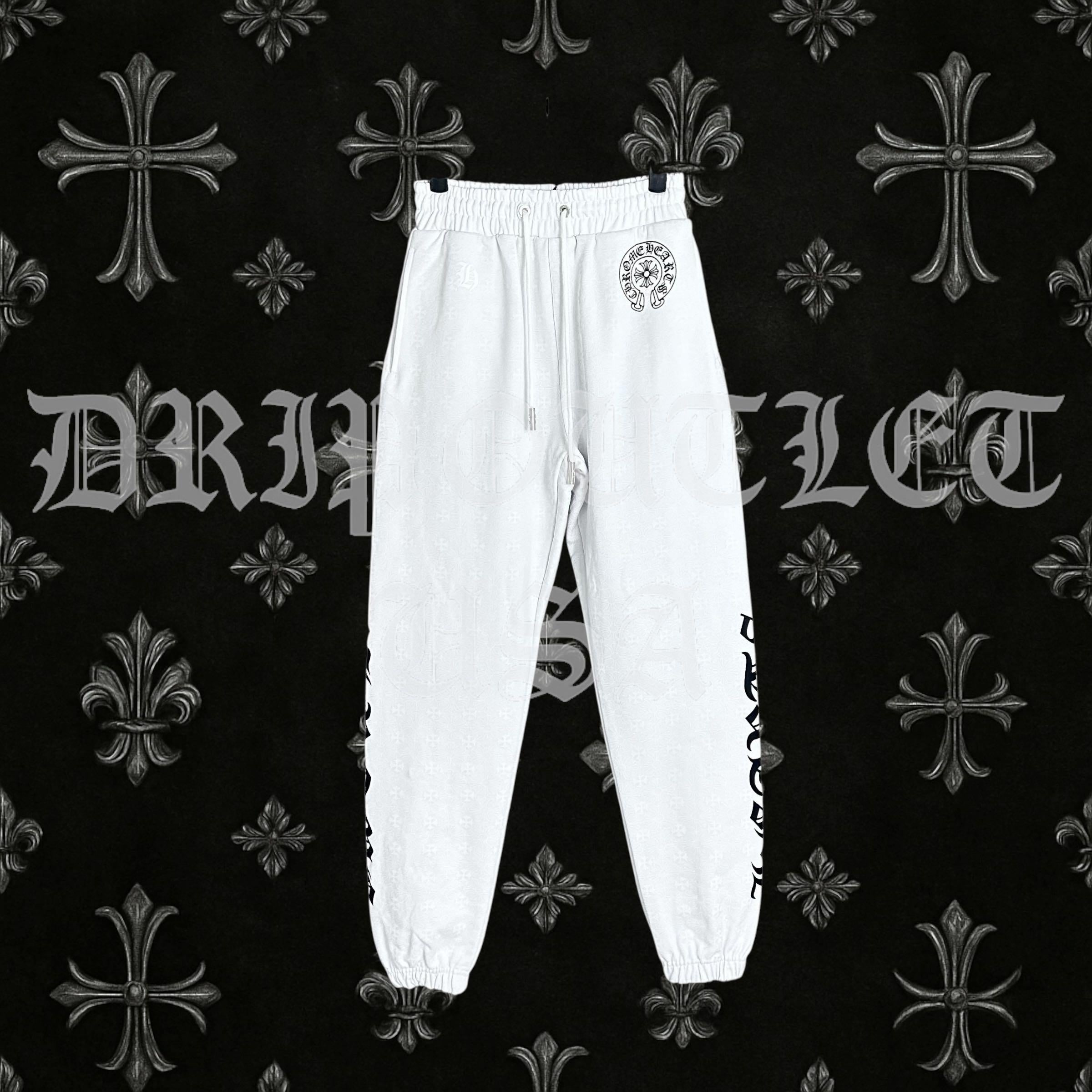 Chrome Hearts 'Gothic Font' Joggers/Sweatpants - White