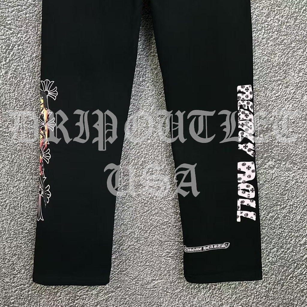 Chrome Hearts x Deadly Doll Cross Logo Joggers - Black