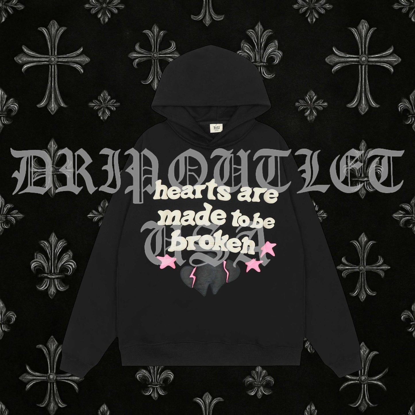 Broken Planet "Hearts are made to be broken" Hoodie - Black / Pink