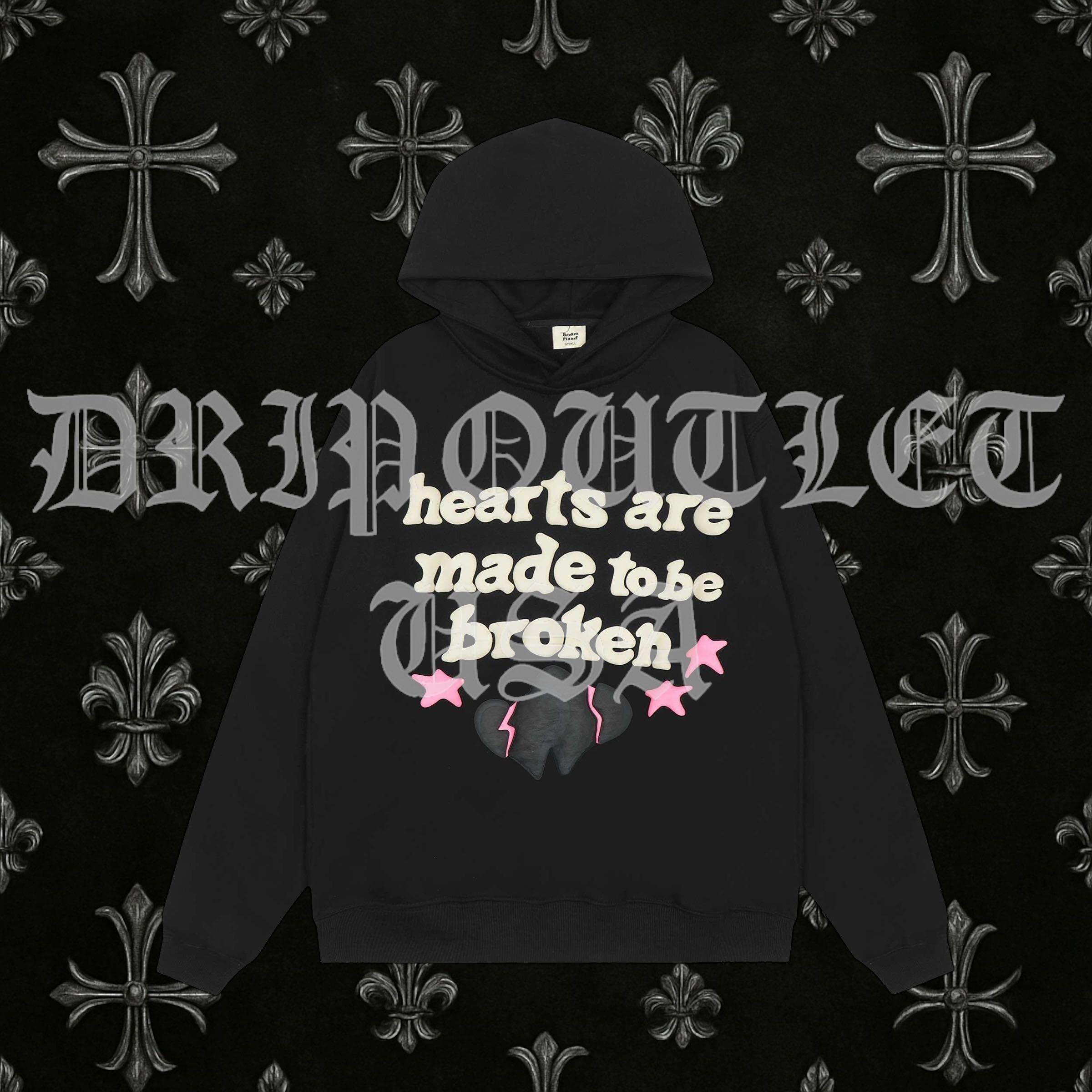 Broken Planet "Hearts are made to be broken" Hoodie - Black / Pink