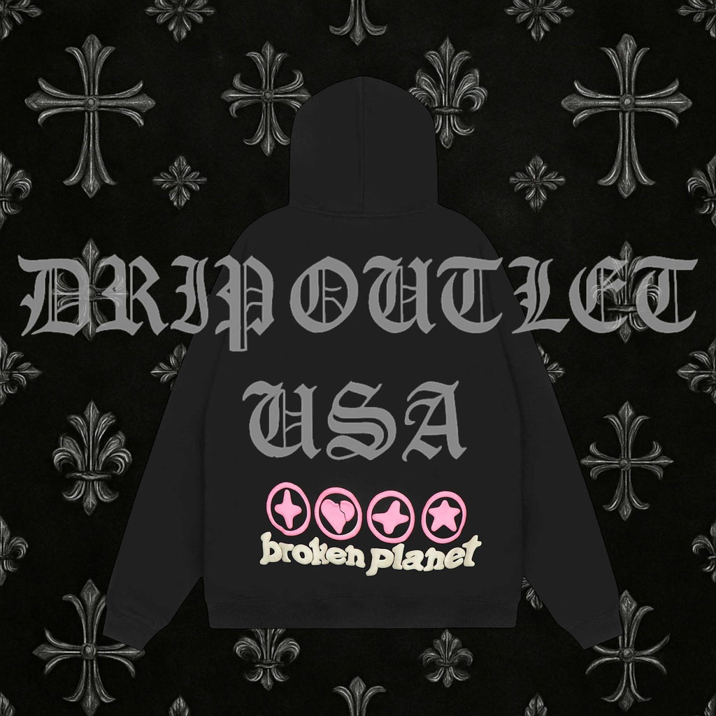 Broken Planet "Hearts are made to be broken" Hoodie - Black / Pink