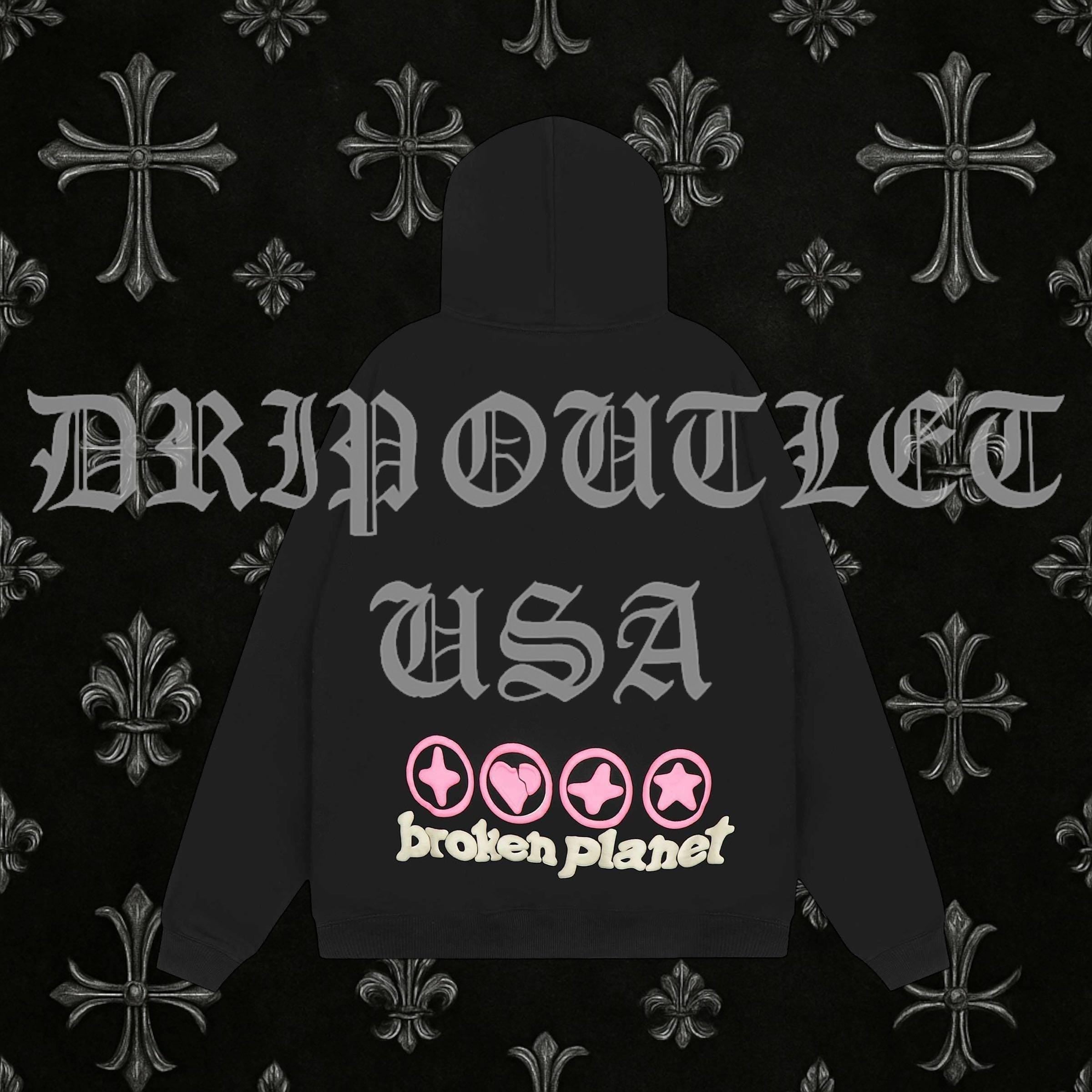 Broken Planet "Hearts are made to be broken" Hoodie - Black / Pink