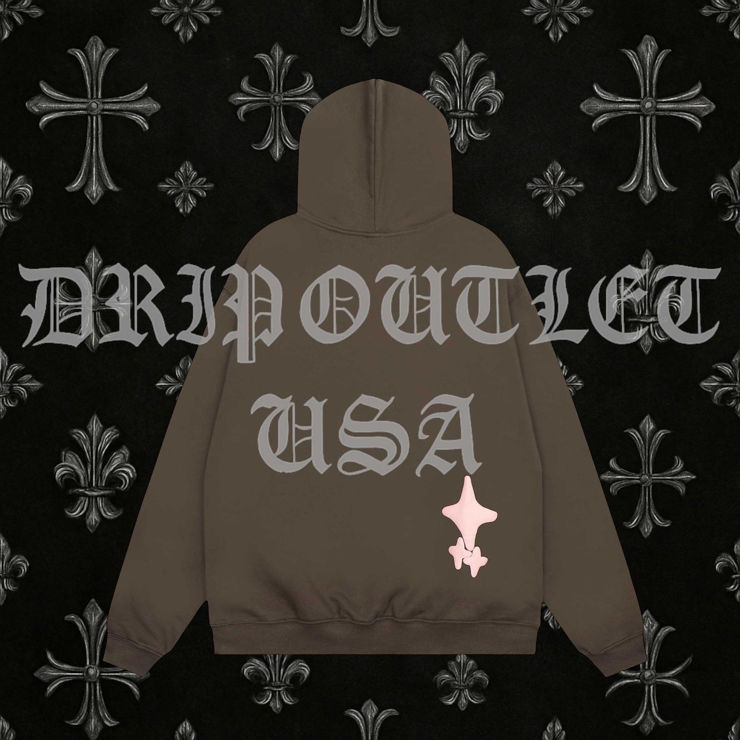 Broken Planet "Broken Hearts" Hoodie - Brown / Pink