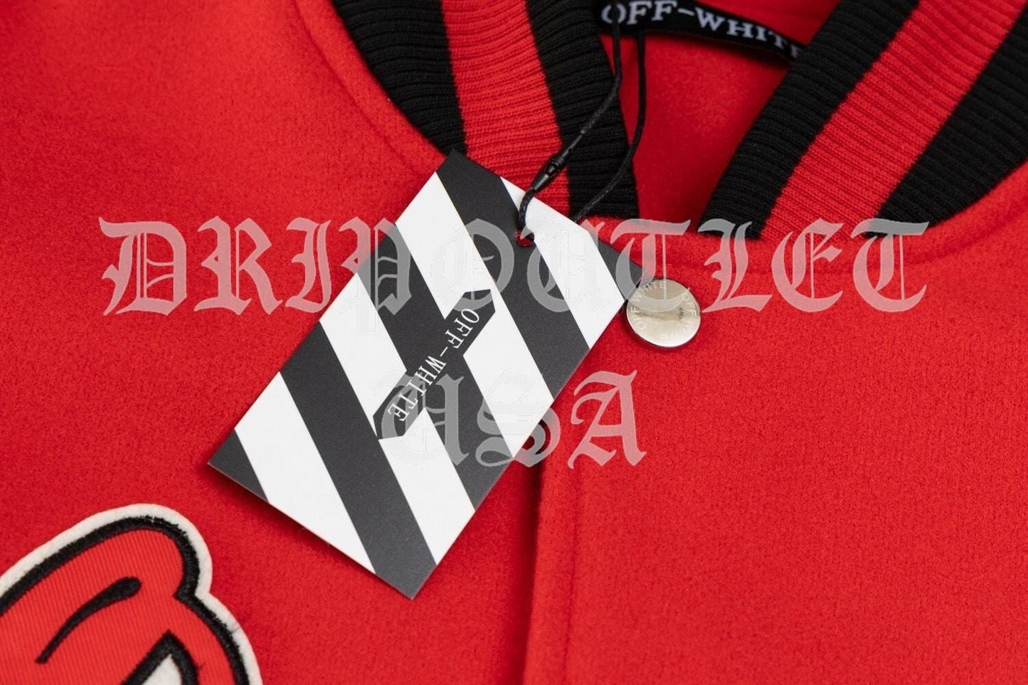 Off-White Scorpio Lea Wool Varsity Jacket 'Red/Off White'