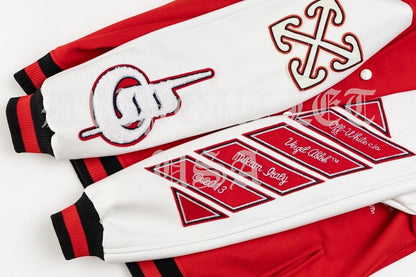 Off-White Scorpio Lea Wool Varsity Jacket 'Red/Off White'