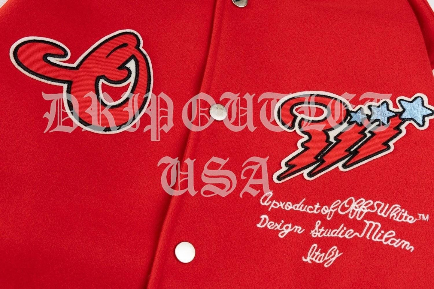 Off-White Scorpio Lea Wool Varsity Jacket 'Red/Off White'