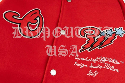 Off-White Scorpio Lea Wool Varsity Jacket 'Red/Off White'