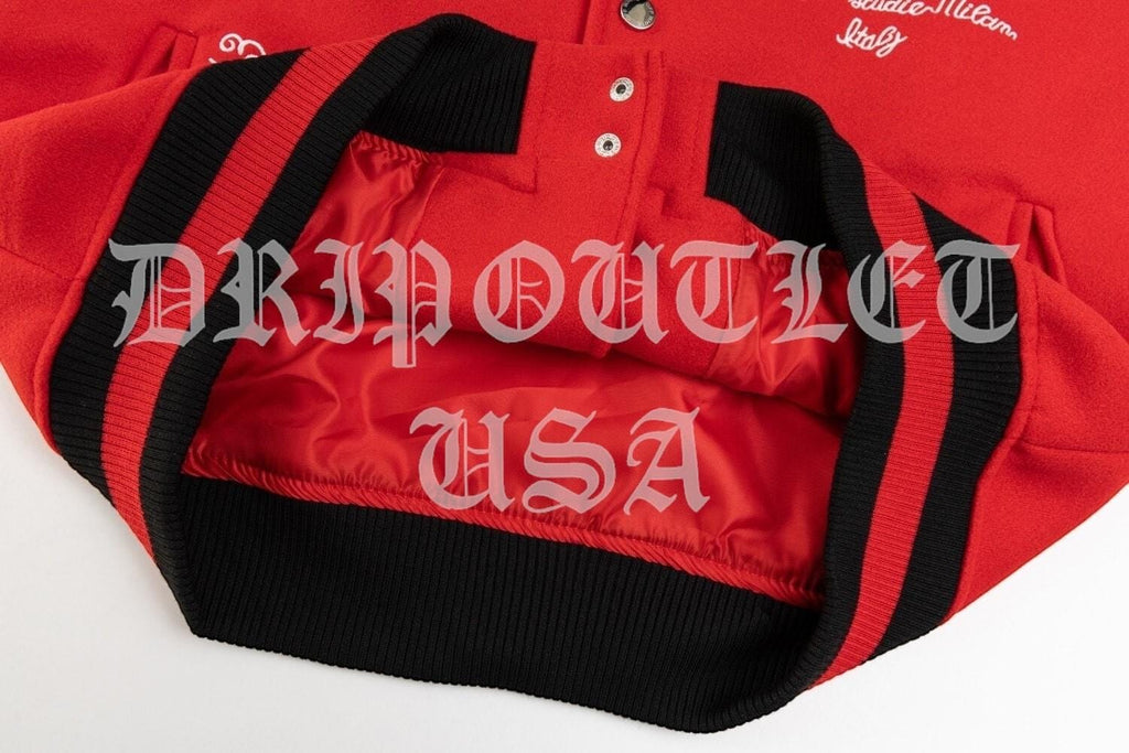 Off-White Scorpio Lea Wool Varsity Jacket 'Red/Off White'