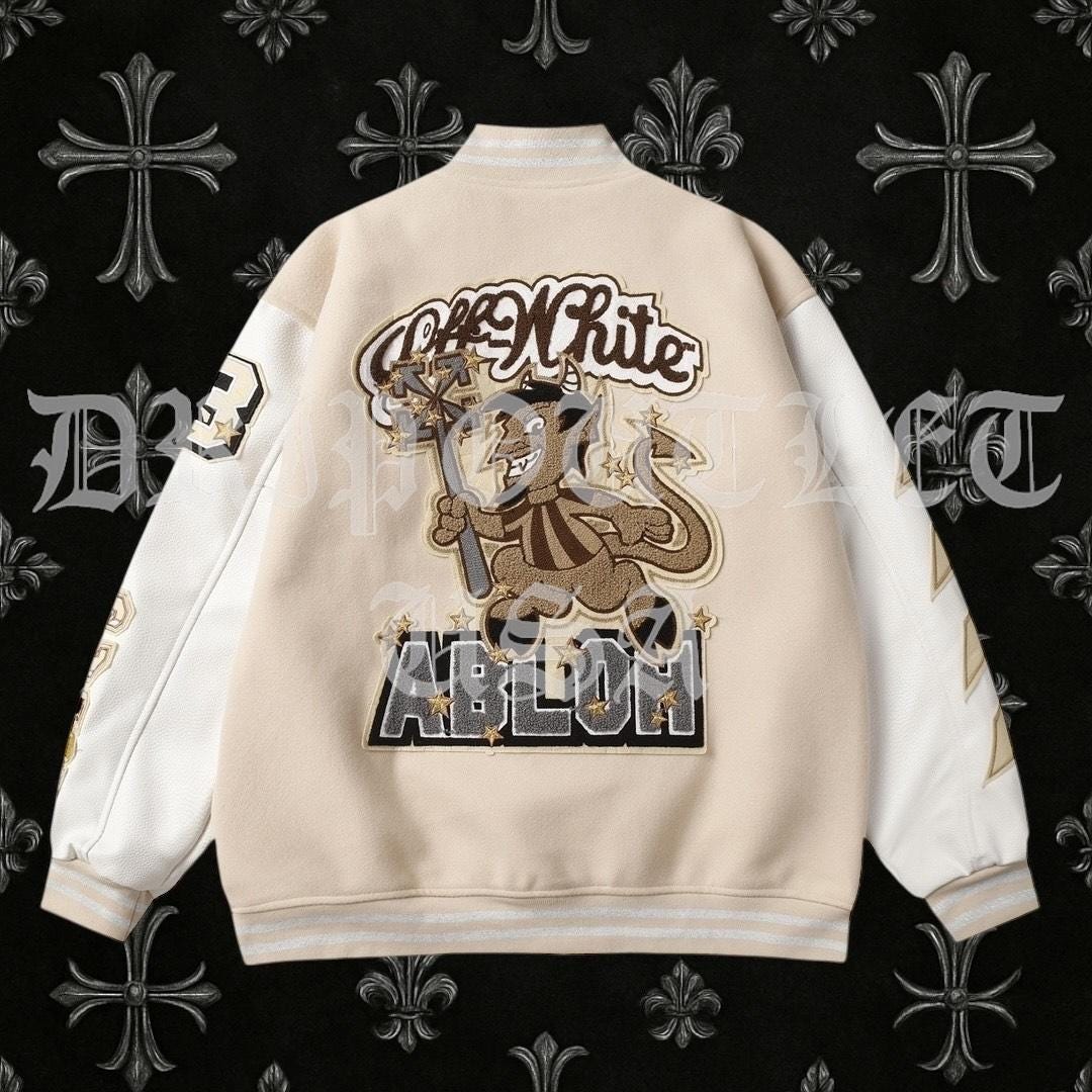 Off-White x AC Milan Varsity Jacket 'Cream/White'