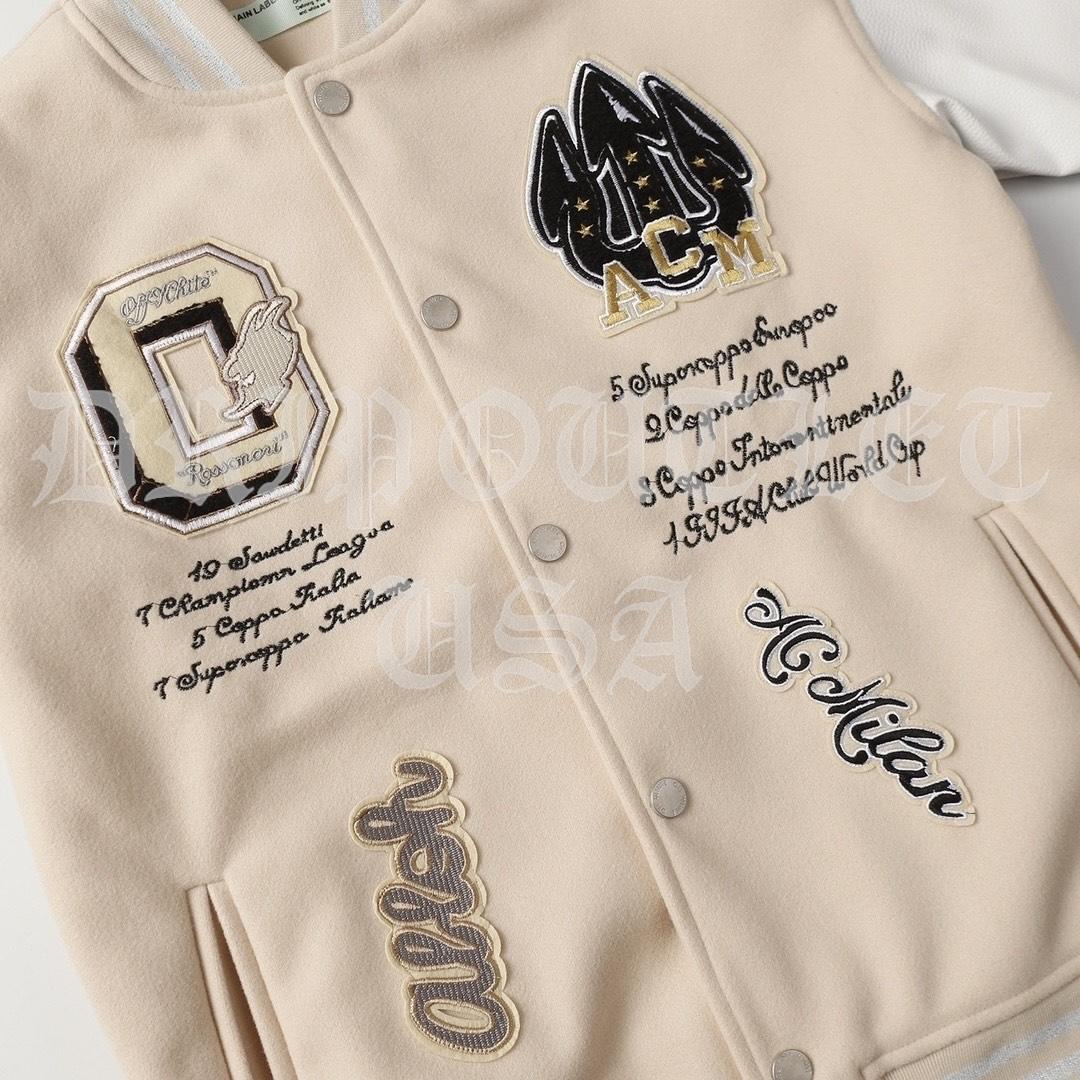 Off-White x AC Milan Varsity Jacket 'Cream/White'
