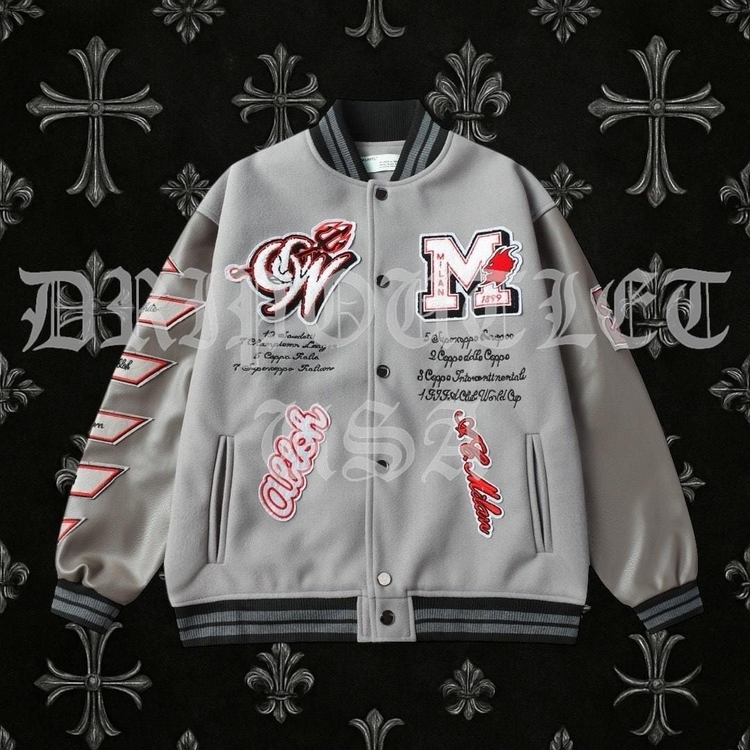 Off White AC Milan Wool Varsity Jacket