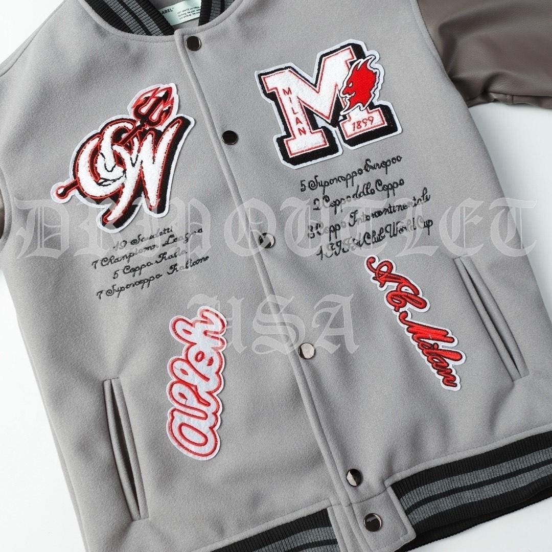 Off White AC Milan Wool Varsity Jacket