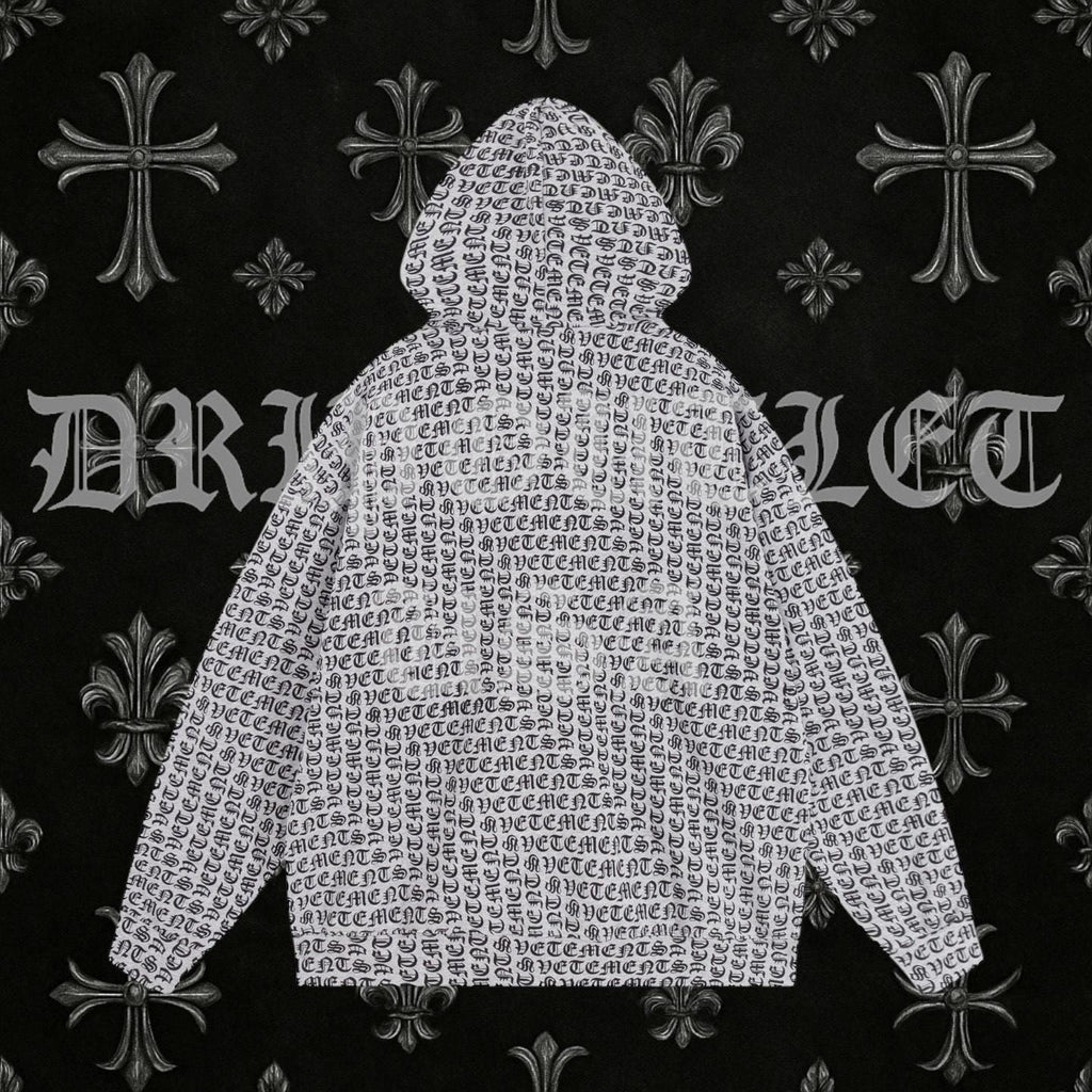 VETEMENTS Gray / Grey Gothic Monogram Hoodie