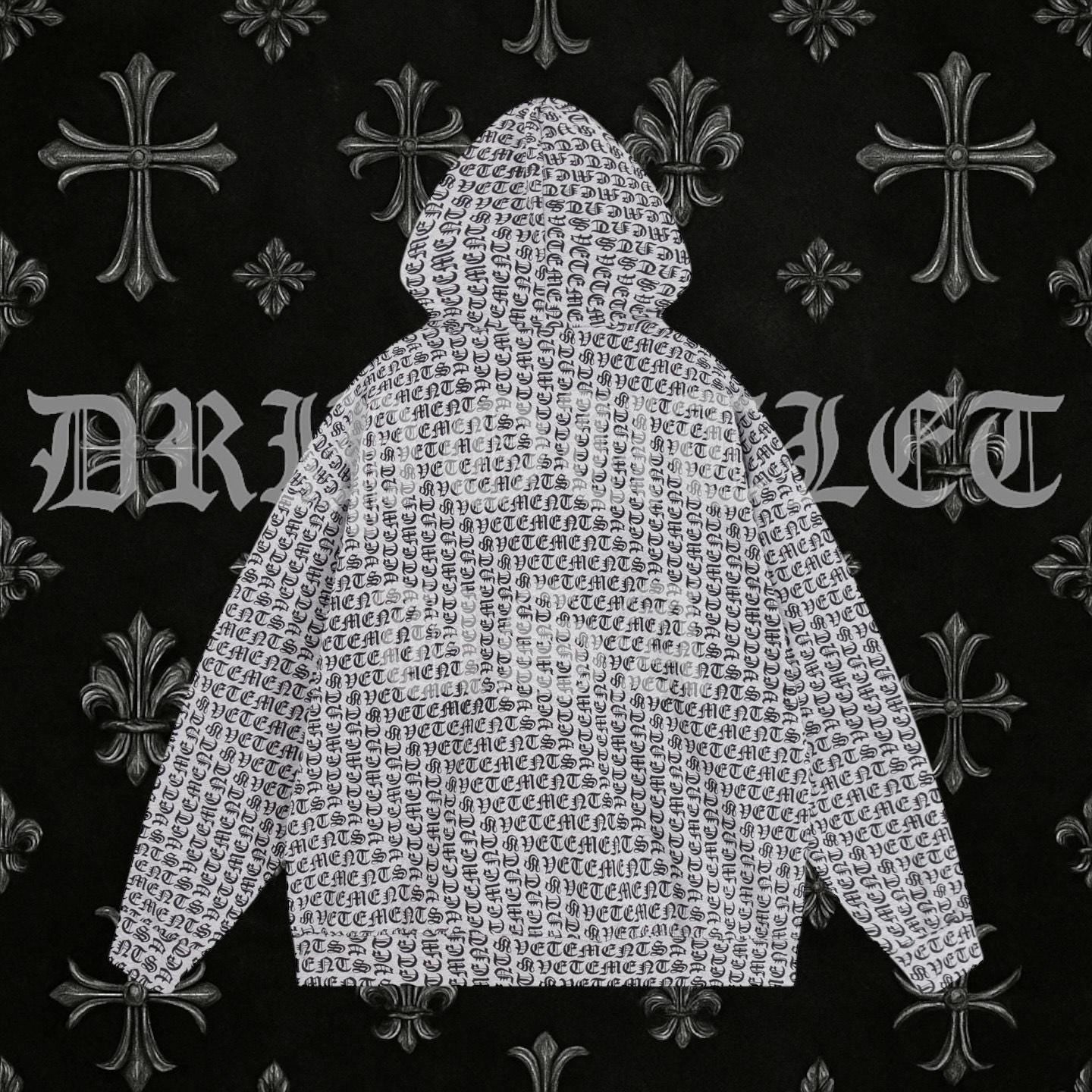 VETEMENTS Gray / Grey Gothic Monogram Hoodie