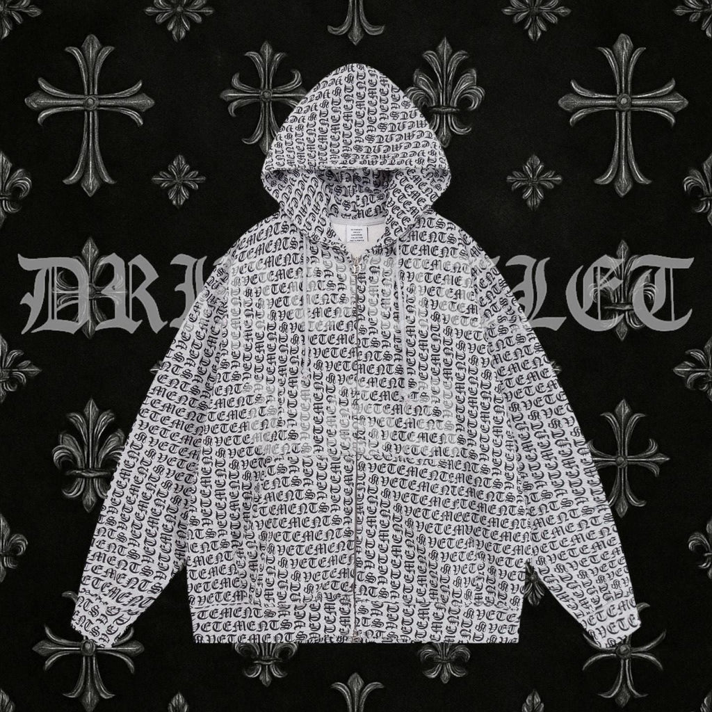 VETEMENTS Gray / Grey Gothic Monogram Hoodie