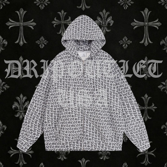 VETEMENTS Gray / Grey Gothic Monogram Hoodie